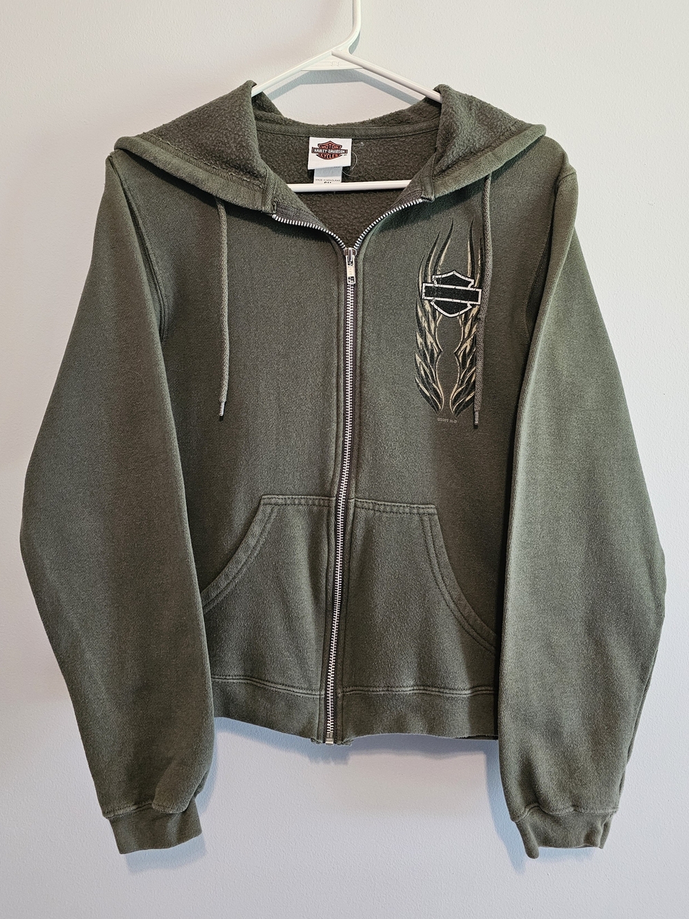 Harley-Davidson Kids Olive Green Zip-Up Hoodie Jacket